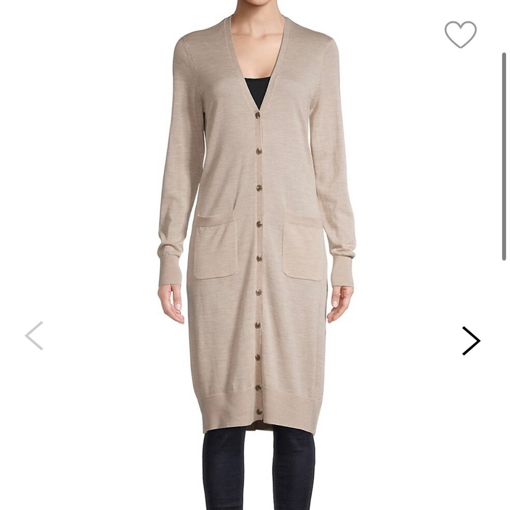 Lord & Taylor Merino Wool Duster Cardigan in Stone Heather size Small